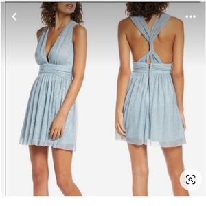 Lulus Ice Blue Metallic Dress Size Medium